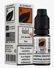 Element 10ml Hazelnut Tobacco - Chocolate Tobacco Element, HD Png Download, Transparent PNG