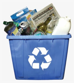 Transparent Recycling Bin Png - Recycling Bin With Recyclables, Png Download, Transparent PNG