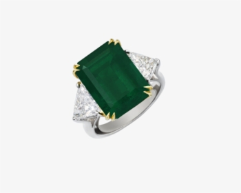 Natural Emerald And Diamonds Ring Exceptional Pieces - Engagement Ring, HD Png Download, Transparent PNG