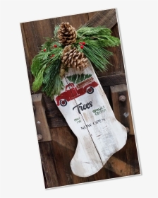Image Of A Wooden Holiday Stocking - Christmas Stocking, HD Png Download, Transparent PNG