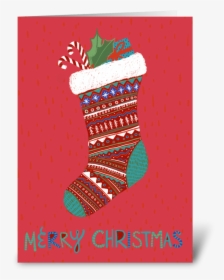 Merry Christmas Stocking Greeting Card - Vegetable Farfalle, HD Png Download, Transparent PNG