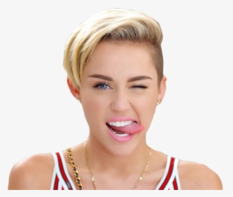 Miley Cyrus Wink Tongue Drawing - Miley Cyrus Wink Tongue, HD Png Download, Transparent PNG