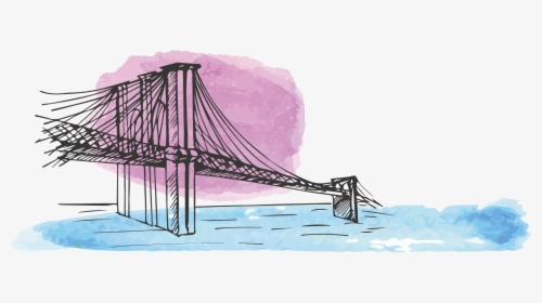 Transparent Golden Gate Bridge Silhouette Png - Watercolor Painting, Png Download, Transparent PNG
