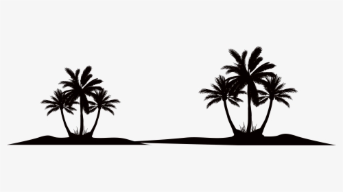 Silhouette Of Coconut Tree - Beach Vector Black And White, HD Png Download, Transparent PNG