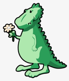 Almond - Clipart - Dinosaur With Flower, HD Png Download, Transparent PNG
