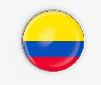 Round Button With Metal Frame - Colombia Flag Button Png, Transparent Png, Transparent PNG