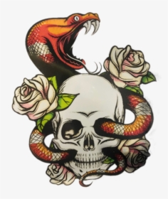 #stickergang #snake #skull #slither #rose #flower #venom - Roses And Snakes Colored Drawings, HD Png Download, Transparent PNG