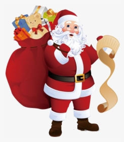 Christmas Father Png Free Image Download - Santa Claus With Presents, Transparent Png, Transparent PNG