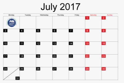 July 2017 Calendar Printable 178897 Days In May - Many Days Are In January, HD Png Download, Transparent PNG