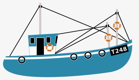 Clipart Boat Fishing Trawler - Barco Animado Png, Transparent Png, Transparent PNG
