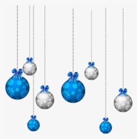 Blue And White Hanging Christmas Balls Png - Christmas Blue Ball Png, Transparent Png, Transparent PNG