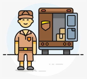 21 Mailman Truck Female Caucasian - Cartoon Mailman Transparent Background, HD Png Download, Transparent PNG