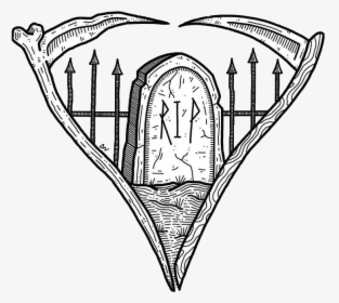 Tumblr Coffins Scythe Blackandwhite - Coffin Drawing Png, Transparent Png, Transparent PNG