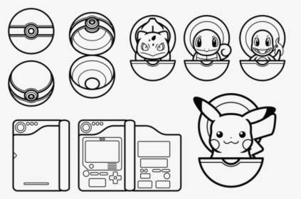Drawn Pokeball Vector - Pokemon Vector Black And White, HD Png Download, Transparent PNG