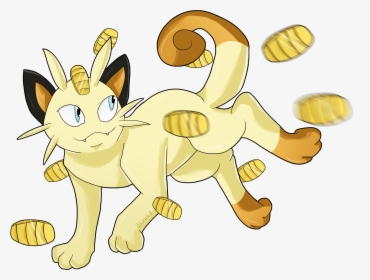 #052 Meowth Used Pay Day And Night Slash - Cartoon, HD Png Download, Transparent PNG