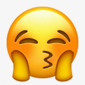 Emoji Blush Love Kiss Kiss Emoji - Blushing Emoji With Hearts, HD Png Download, Transparent PNG
