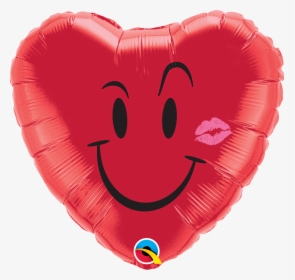 Emoji Naughty Smile & A Kiss 18 Inch Foil Balloon - Qualatex Heart Red Balloon, HD Png Download, Transparent PNG