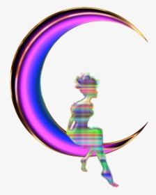 Chromatic Fairy Sitting On Crescent Moon Enhanced 2 - Fairies Clipart Images Transparent Background Png, Png Download, Transparent PNG