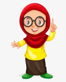 Waving-hello - Muslim Girl Cartoon, HD Png Download, Transparent PNG