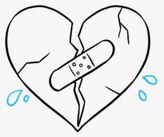 Drawings Heart - Broken Heart Line Drawing, HD Png Download, Transparent PNG