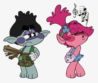 Happie Harmonies Branch And Poppy Sticker - Cartoon, HD Png Download, Transparent PNG