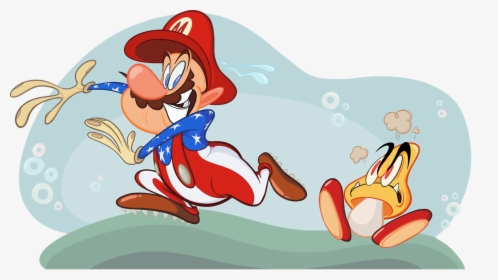 “american Mario Runs From A Yellow Goomba” - Cartoon, HD Png Download, Transparent PNG