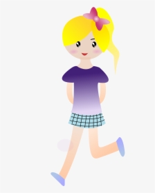 Girl Walking Cartoon Png, Transparent Png, Transparent PNG