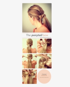 Hair Bow Ponytail - Ponytail Easy Cute Hairstyles Step By Step, HD Png Download, Transparent PNG