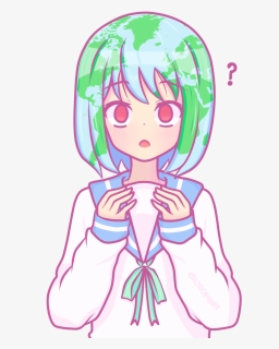 Earth-chan By Crocomint Flat Earth, Moon Moon, Anime - Drawing, HD Png Download, Transparent PNG