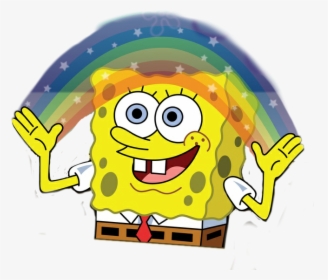Freetoedit Spongebob Imagination Meme - Bob Esponja Com Arco Iris, HD Png Download, Transparent PNG