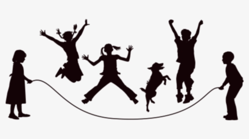 Ftestickers Children Jumprope Jumping Silhouette Freet - Children Silhouette Png, Transparent Png, Transparent PNG