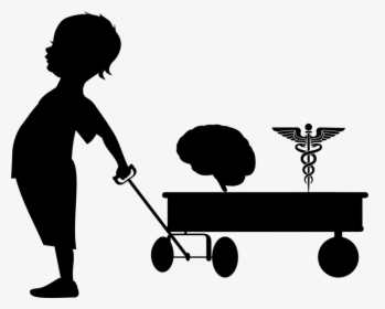 Boy Pulling Wagon Silhouette, HD Png Download, Transparent PNG