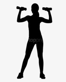 Fitness Silhouette Png - Girl With Weights Silhouette, Transparent Png, Transparent PNG