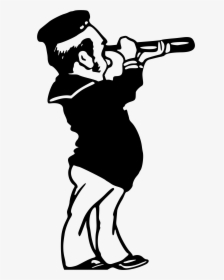 Sailor Clipart Black And White - Looking Through Telescope Bw Clipart, HD Png Download, Transparent PNG