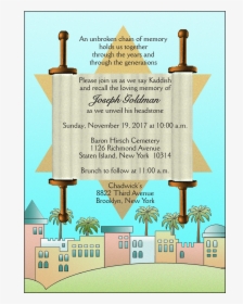 Jewish Unveiling Ceremony Invitation - Invitation Message For Tombstone Unveiling, HD Png Download, Transparent PNG