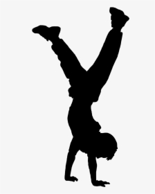 Clip Art Of Doing Handstand Dance - Handstand Male Gymnast Silhouette, HD Png Download, Transparent PNG