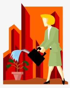 Vector Illustration Of Businesswoman Waters Corporate - Illustration, HD Png Download, Transparent PNG