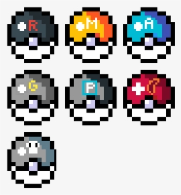 Pokemon Evil Teams Pokeballs - Pixel Art Pokeball Team Rocket, HD Png Download, Transparent PNG