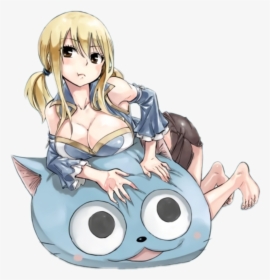 #anime #happy #lucy #heartfilia #fairy #tail #oppai - Lucy Heartfilia Ecchi Oppai, HD Png Download, Transparent PNG