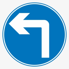 Blue,organization,angle - Sign Means Turn Left Ahead, HD Png Download, Transparent PNG
