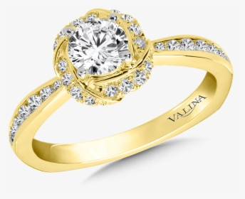 Valina Halo Engagement Ring Mounting In 14k Yellow - Pre-engagement Ring, HD Png Download, Transparent PNG
