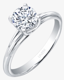 Uneek Classic Round Diamond Solitaire Engagement Ring - 2 Ring Diamond Solitaire, HD Png Download, Transparent PNG