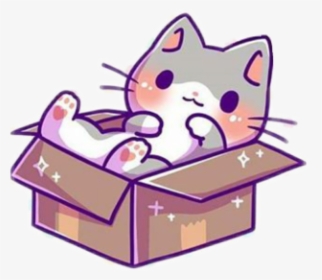 #cat #neko #kawaii - Kawaii Cat In A Box, HD Png Download, Transparent PNG
