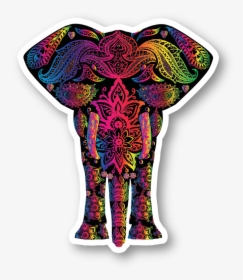 Elephant Psychedelic Pattern Vinyl Sticker - Colorful Elephant Clipart, HD Png Download, Transparent PNG