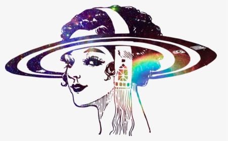 Psychedelic, Lady, Cosmos, Stars, Woman, Galaxy, Space - Saturn Rings Drawing, HD Png Download, Transparent PNG