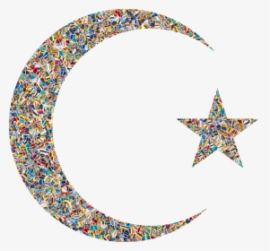 Psychedelic Tiled Crescent Moon And Star Icons Png - Crescent Moon And Star Png, Transparent Png, Transparent PNG