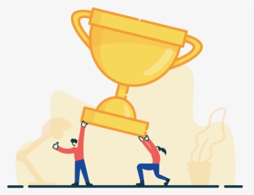Illustration Of Two People Holding Trophy - Holding Trophy Clipart, HD Png Download, Transparent PNG
