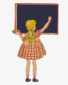 Fashion Arts - Girl On The Blackboard Clipart Black And White, HD Png Download, Transparent PNG