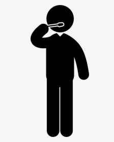 Standing Man With Hand Pointing On His Mouth With Toothbrush - Human With Tie Symbol, HD Png Download, Transparent PNG