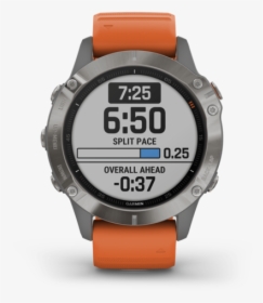 Garmin Multi-sport Watch Titanium With Ember Orange - Garmin Fenix 6 Pro Sapphire Titan, HD Png Download, Transparent PNG